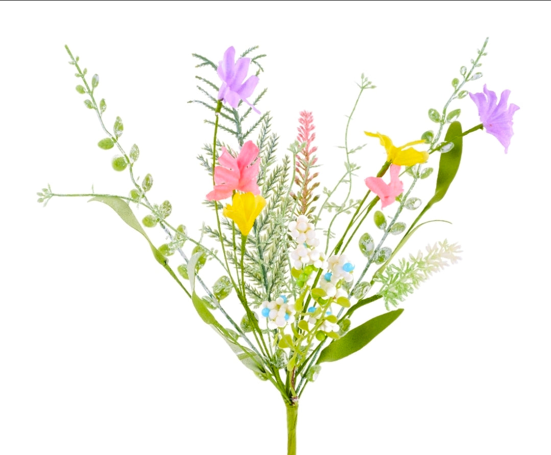 Fabric Flower/Eva Leaf/Beads Bush (Pink/Yellow/Lavender)