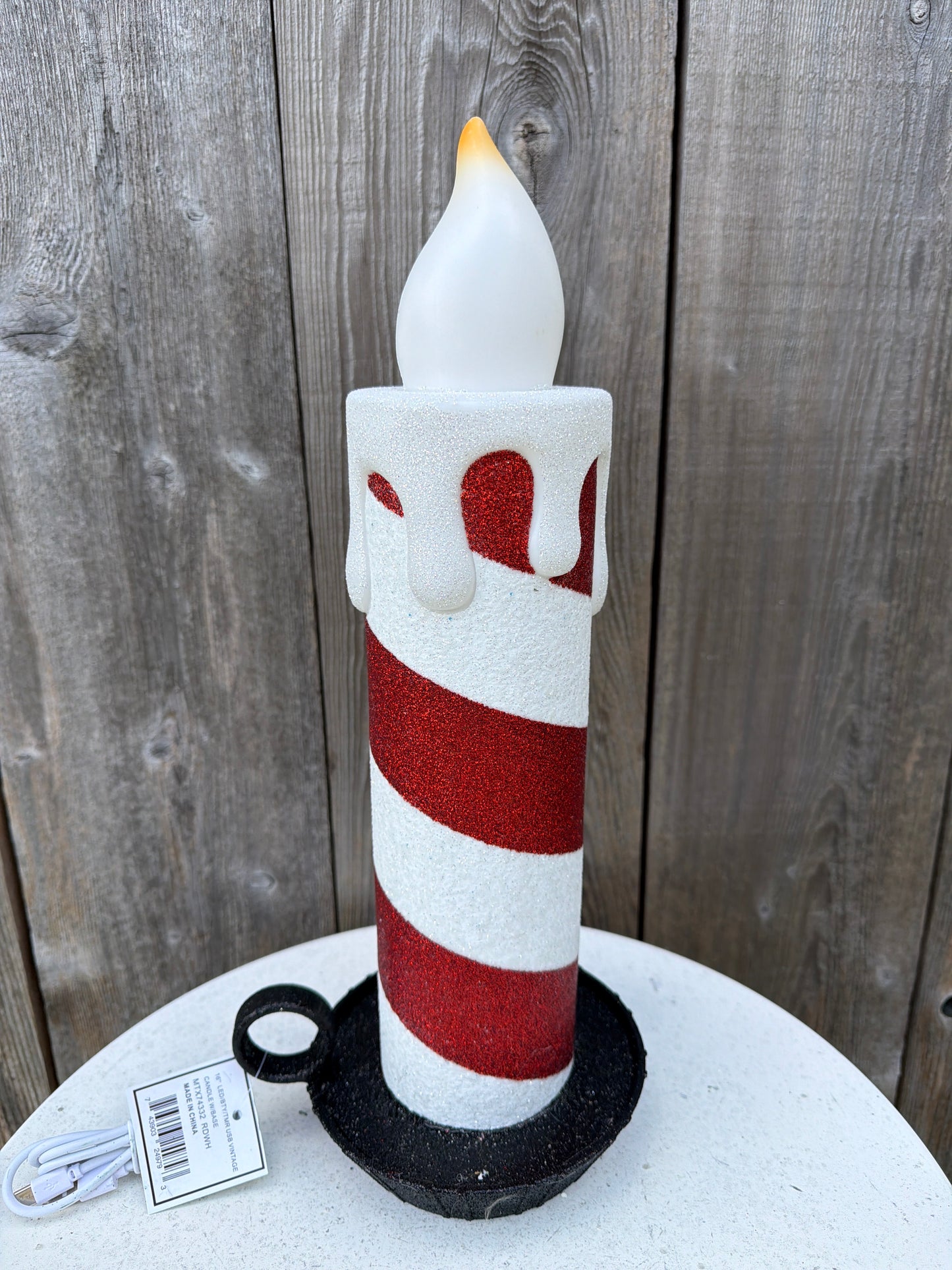 LED/BTY/TMR USB VINTAGE CANDLE W/BASE    MTX74332
