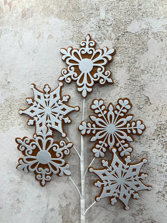 FELT GINGERBREAD SNOWFLAKE SPRAY  XS1157