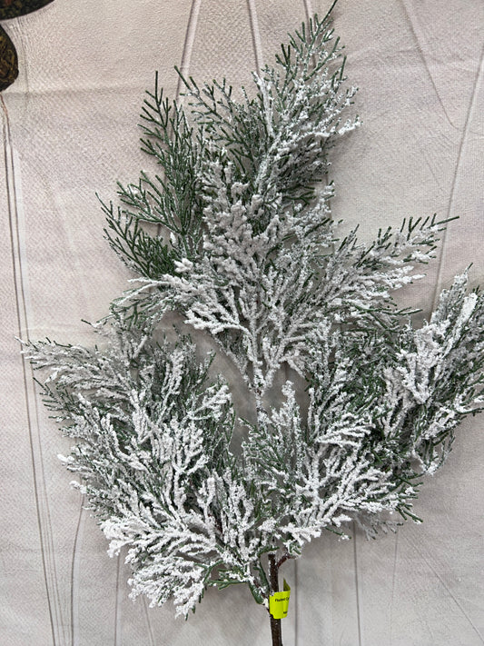 Flocked Cypress Spray   86018SNOW