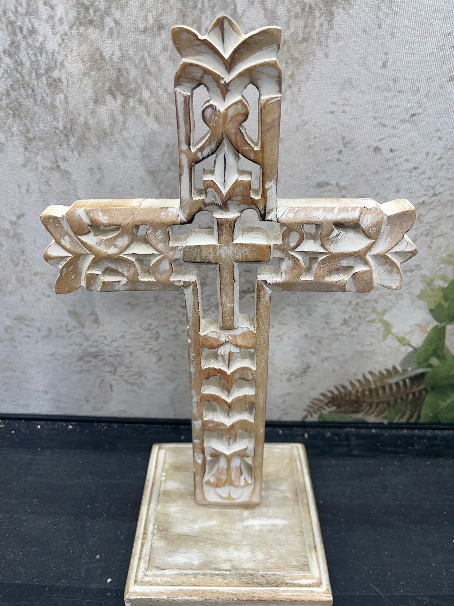 WOOD TABLE TOP CROSS  C29125