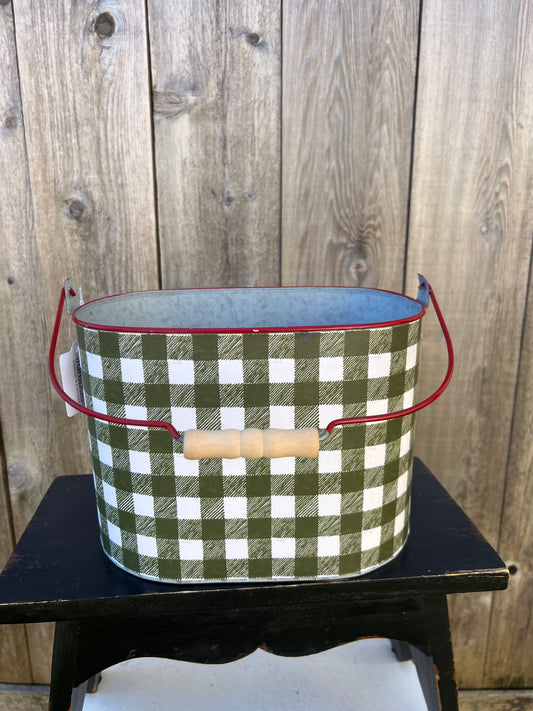 Metal Plaid Storage Buckets