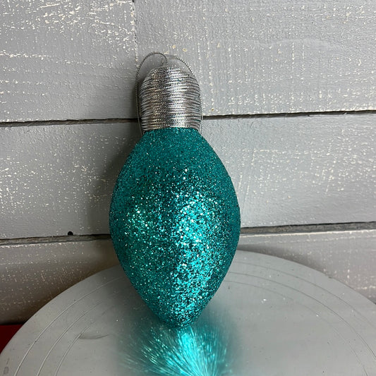 GLITTER LIGHTBULB ORNAMENT   MTX70543-TEAL