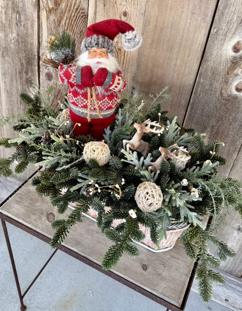 Santa and Deer Centerpiece