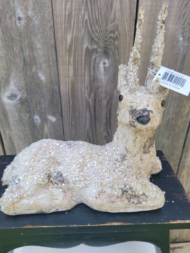 Faux Birch Laying Deer XF2102
