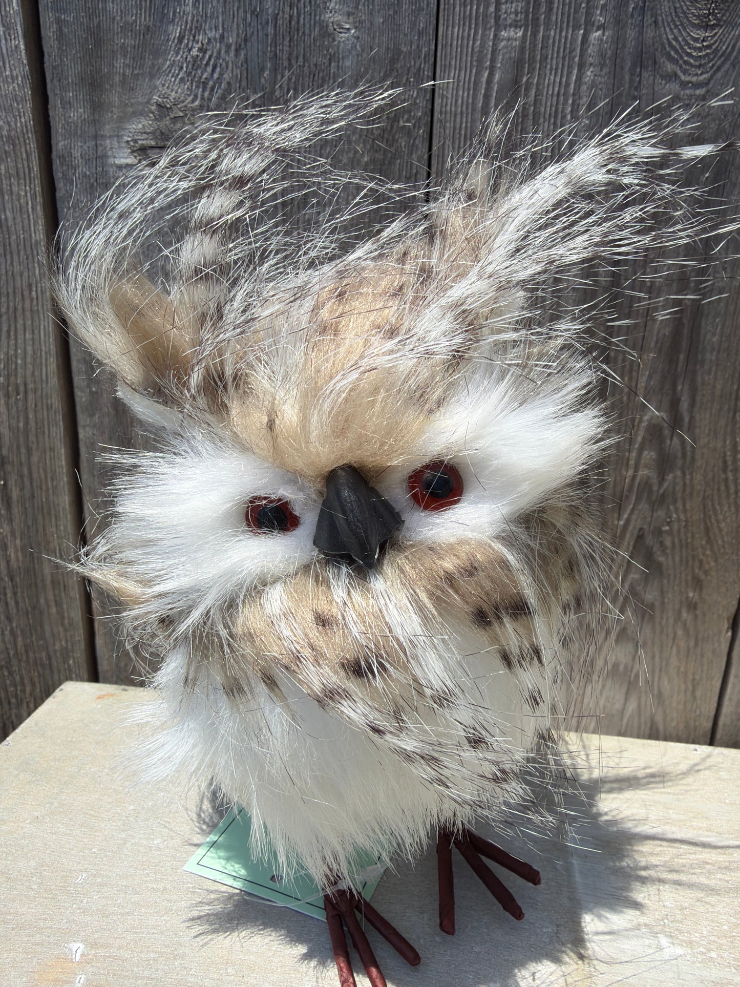 STANDING ZEBRA FEATHER OWL 6"    MTX44089