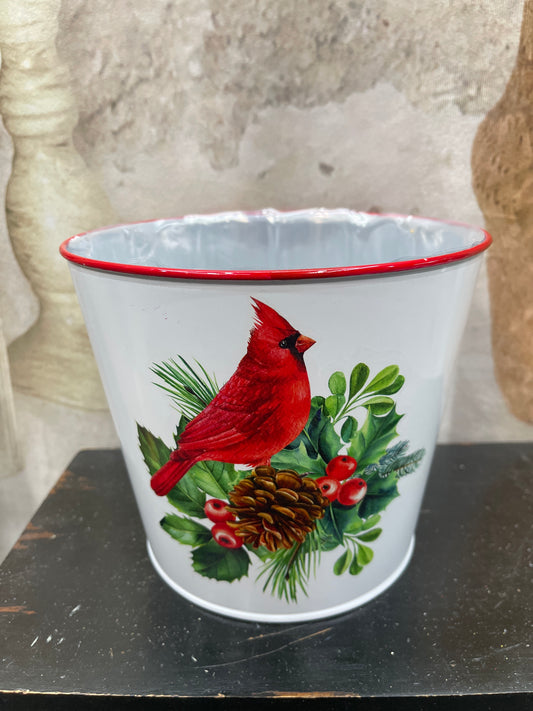 Wht Red Cardinal Pot 53079