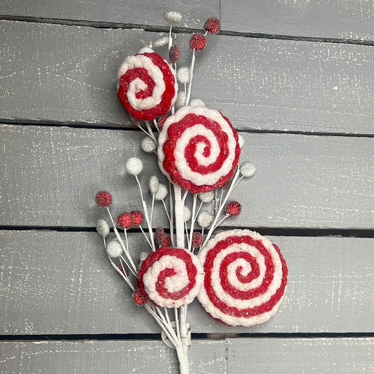 PEPPERMINT SWIRL GLITTER CANDIES SPRAY   MTX67546 RDWH