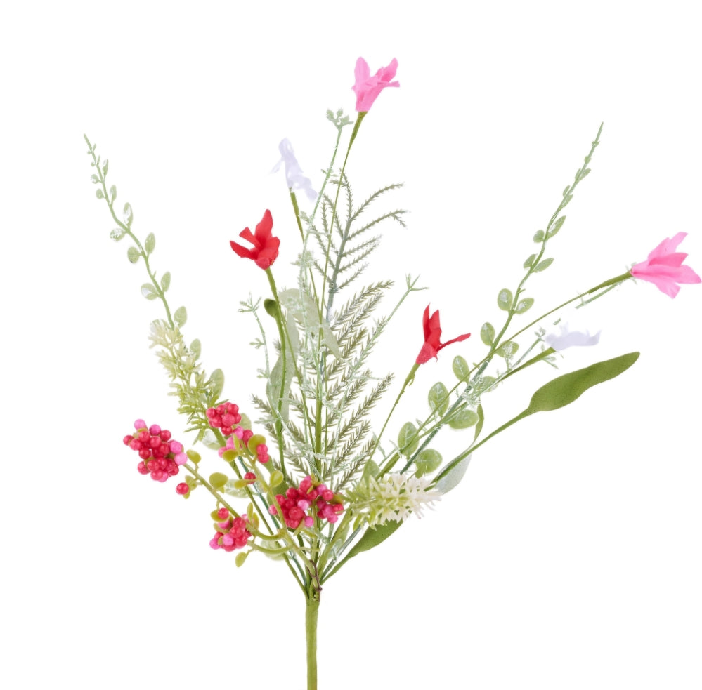 Fabric Flower/Eva Leaf/Beads Bush (Red/White/Pink)