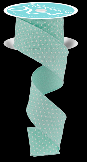 Raised Swiss Dots On Royal Mint Green/White   RG01651AN