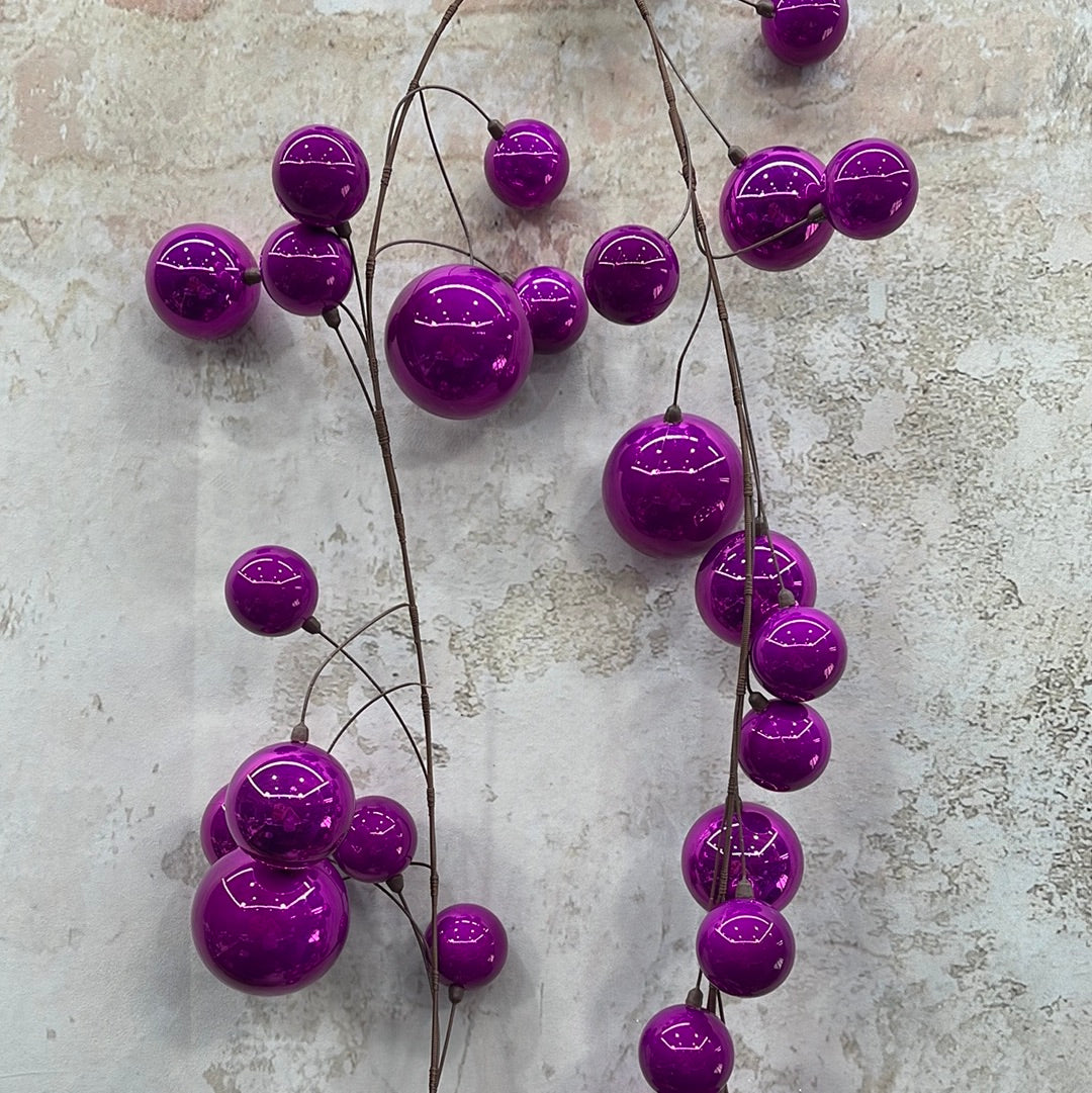 Fuchsia Pearl Branch Ball Garland   N222870