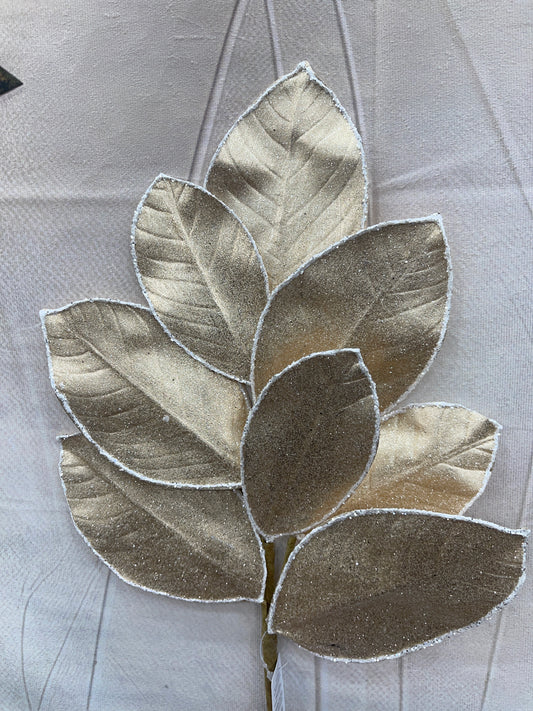 Glittered Magnolia Leaf Spray   F4206770