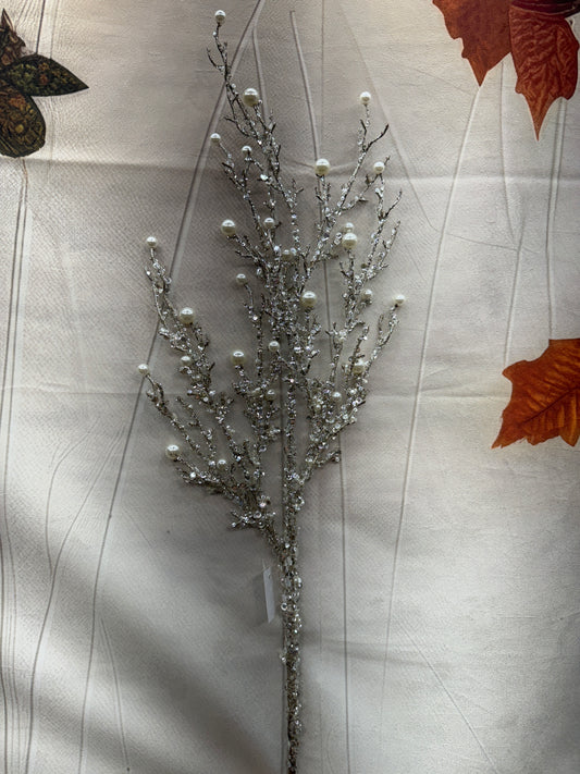 ICED TWIG PEARL SPRAY  40097-SILVER