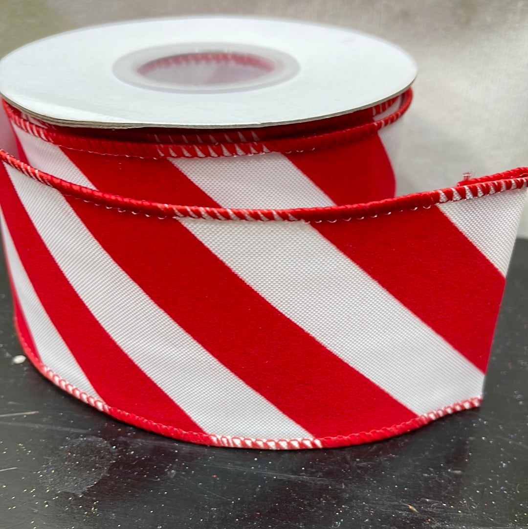 Candy Cane Grand Velvet Stripe Outdoor Polypro Wired Edge Red/white  94295W