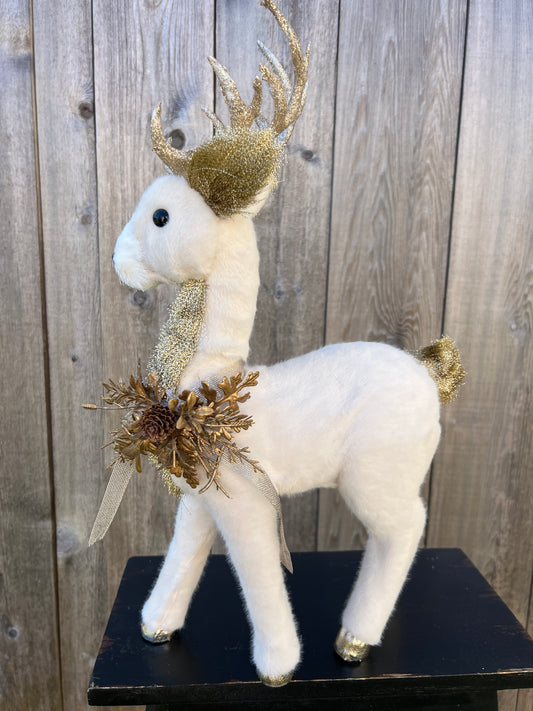 Polyester Fabric Standing Deer w/Gold Gl    TC04871