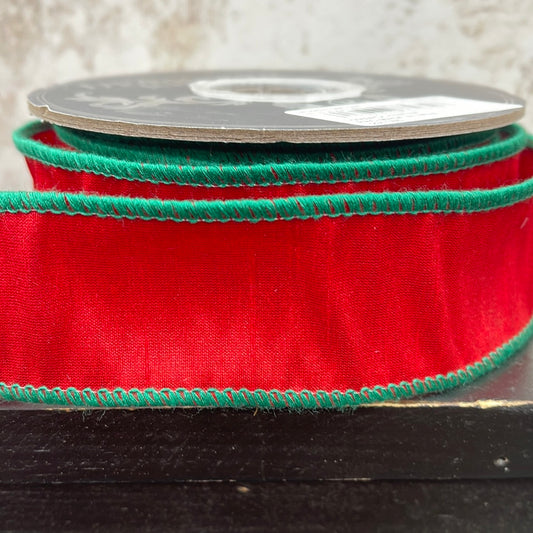 Dupioni Delight Christmas Wired Edge, Red/green   94396W