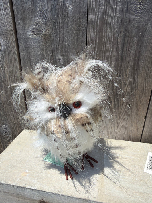 STANDING ZEBRA FEATHER OWL 6"    MTX44089
