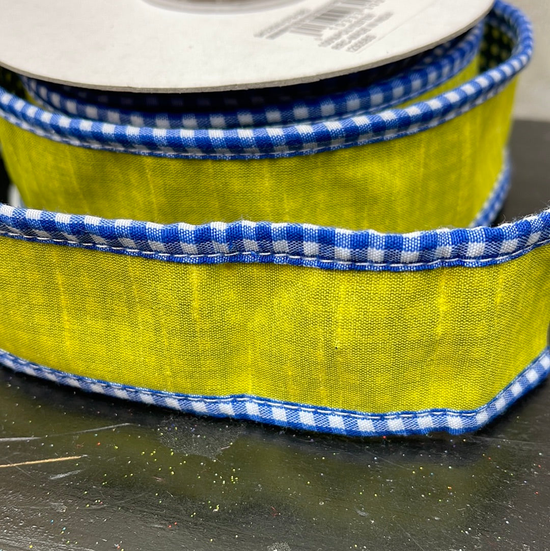 Gingham Wrapped Edge And Backed Dupioni Deluxe Wired Edge, Yellow  94325W