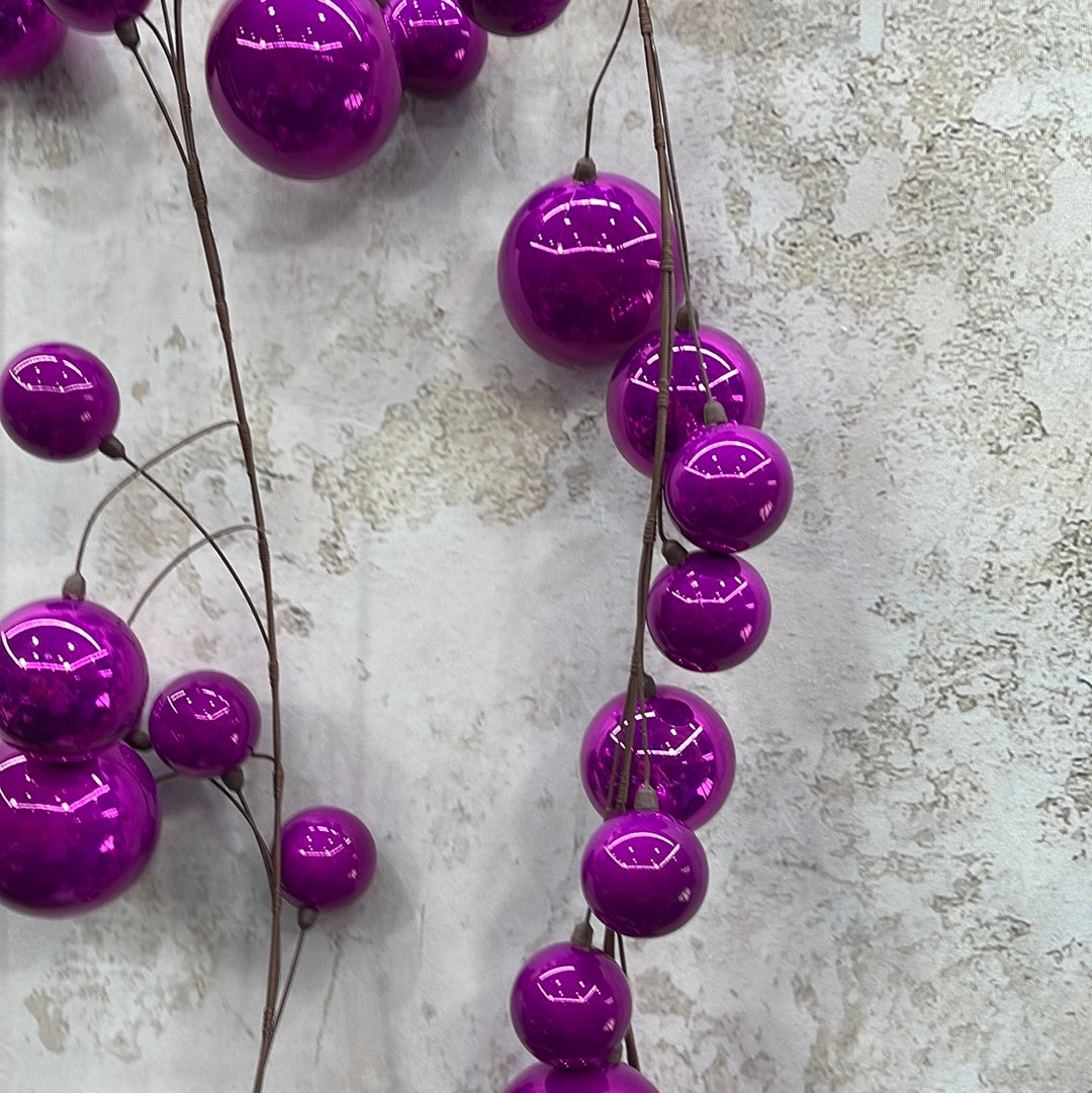 Fuchsia Pearl Branch Ball Garland   N222870