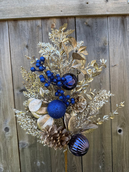 32" GLITTER LEAF/BERRY/CONE SPRAY   MTX74074
