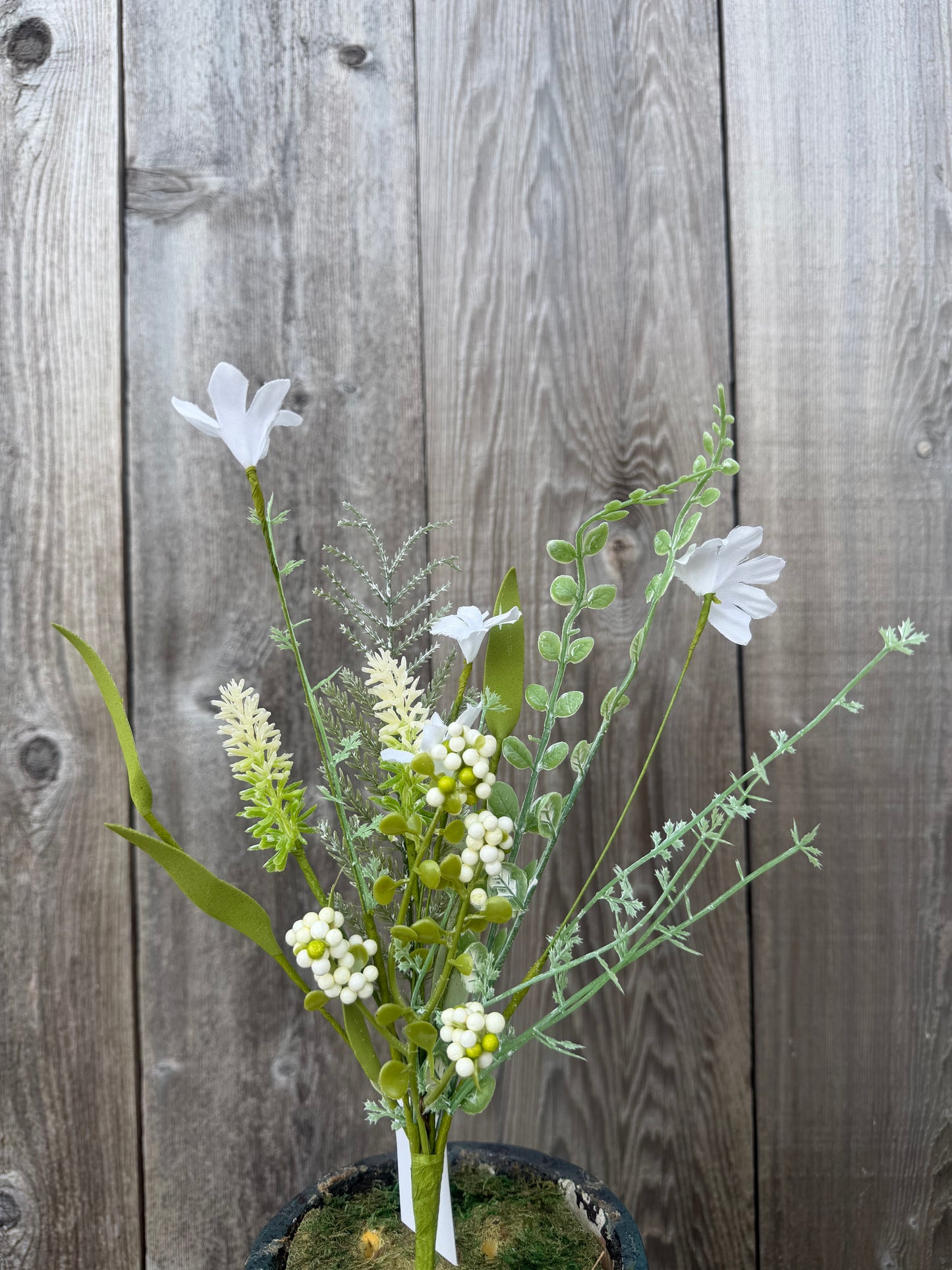 Fabric Flower/Eva Leaf/Beads Bush (white)