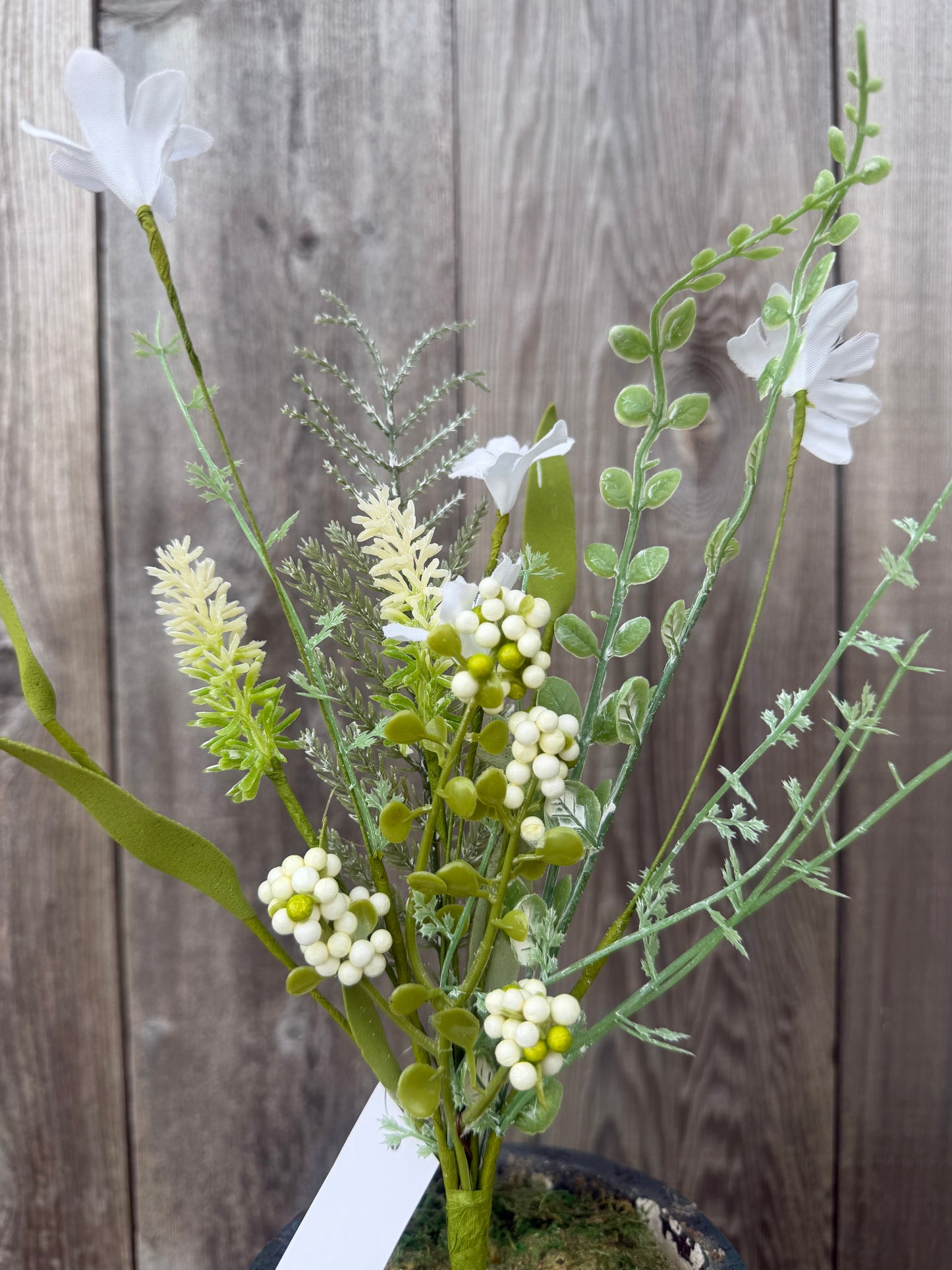 Fabric Flower/Eva Leaf/Beads Bush (white)