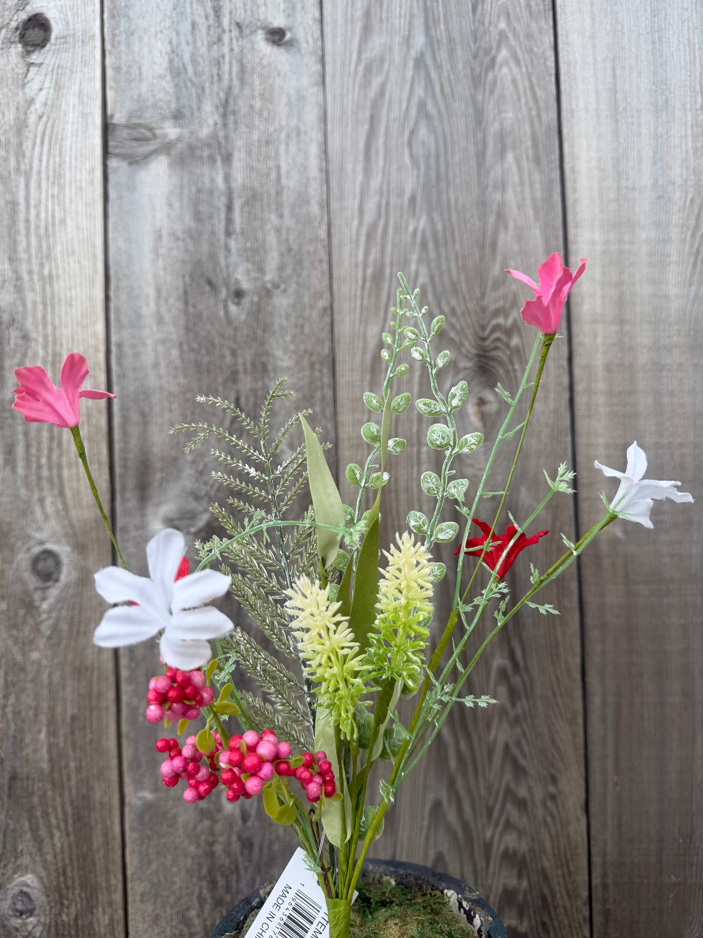 Fabric Flower/Eva Leaf/Beads Bush (Red/White/Pink)