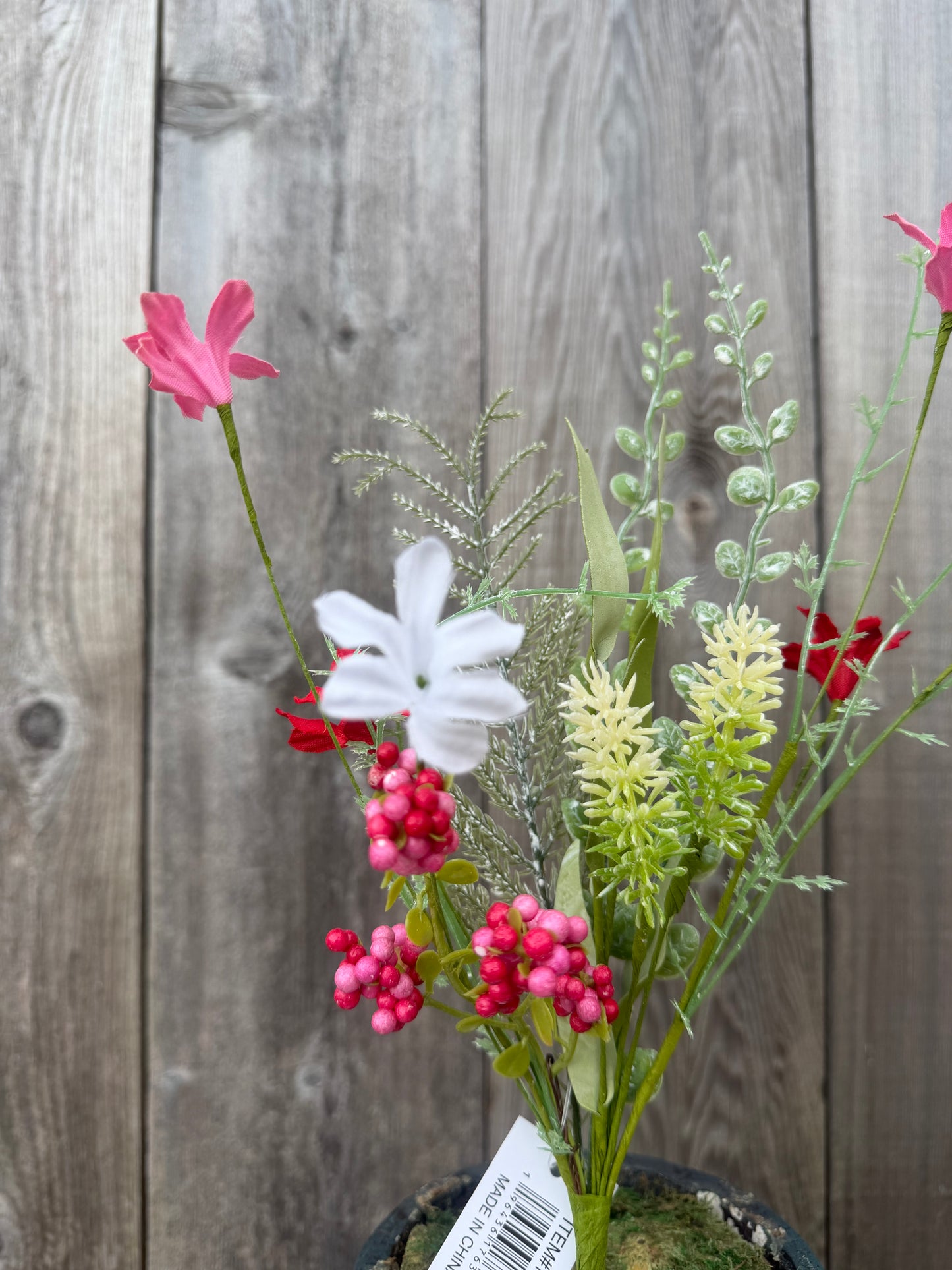 Fabric Flower/Eva Leaf/Beads Bush (Red/White/Pink)