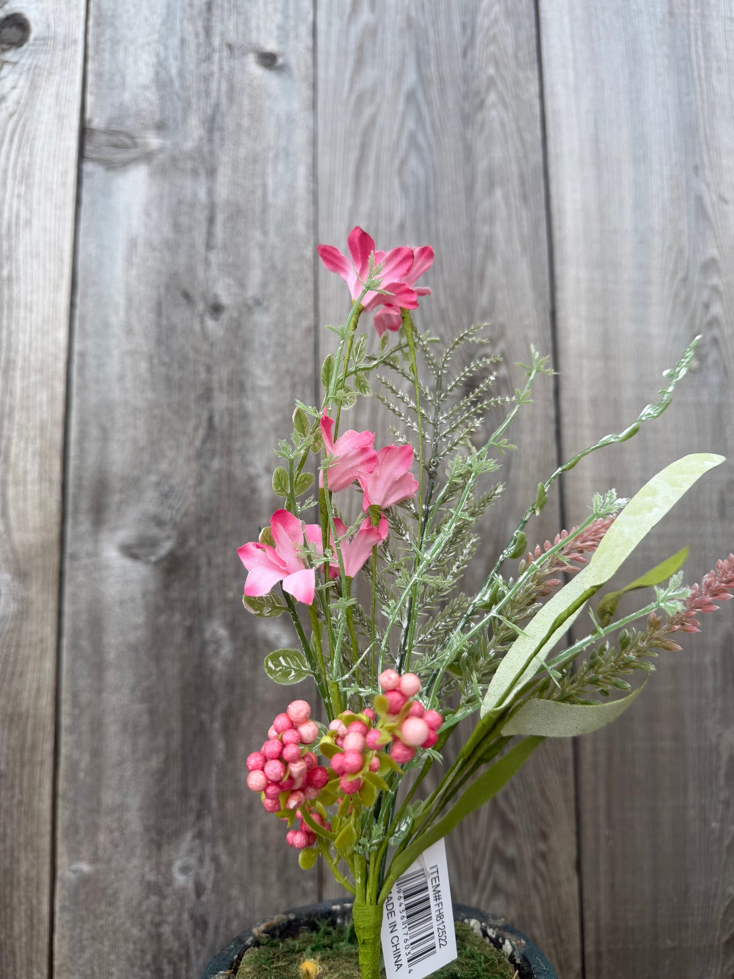 Fabric Flower/Eva Leaf/Beads Bush (Pink)