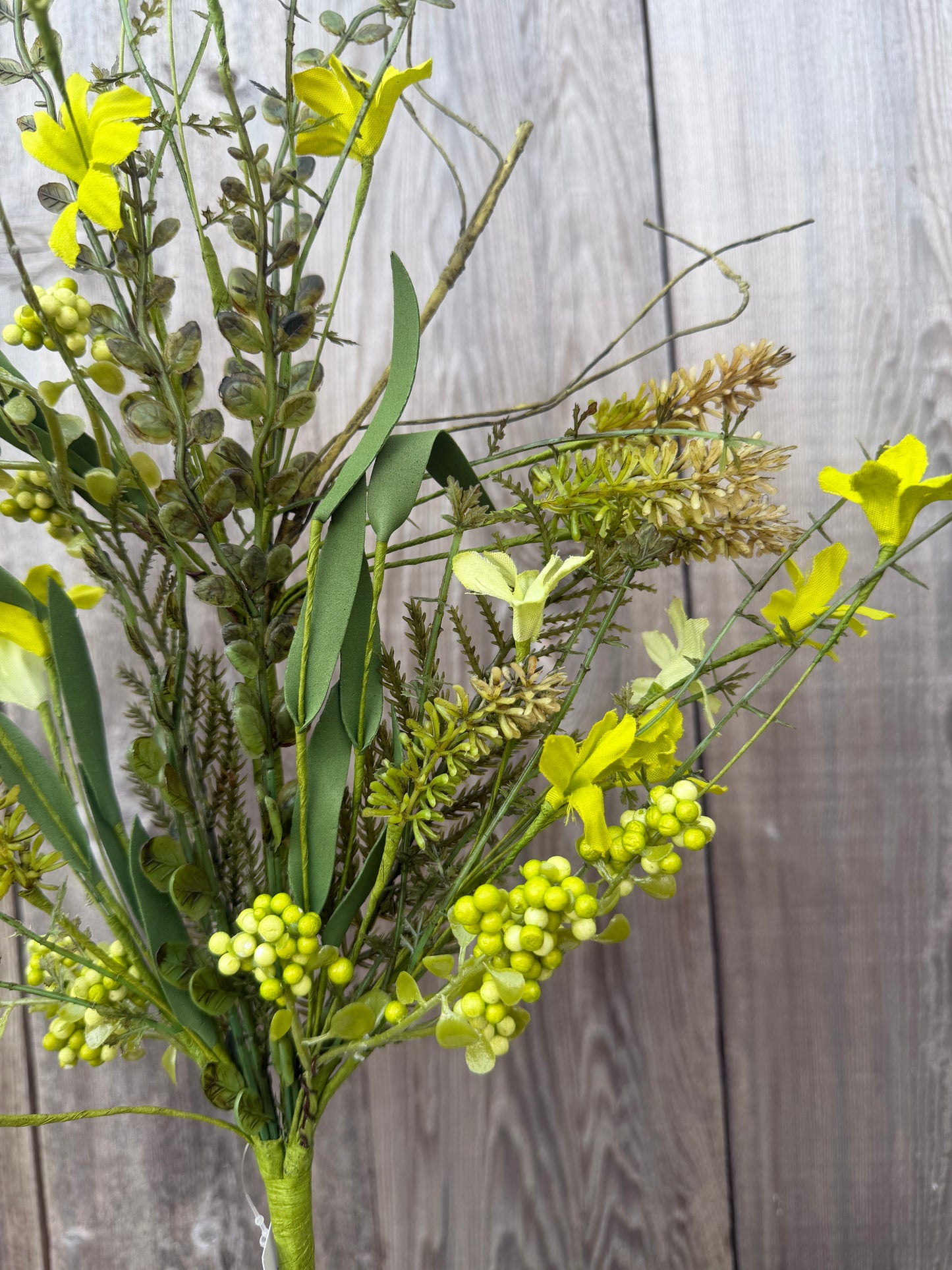 FABRIC FLOWER/EVA LEAF/BEADS SPRAY 60919 - FH8071C6  Multi Green