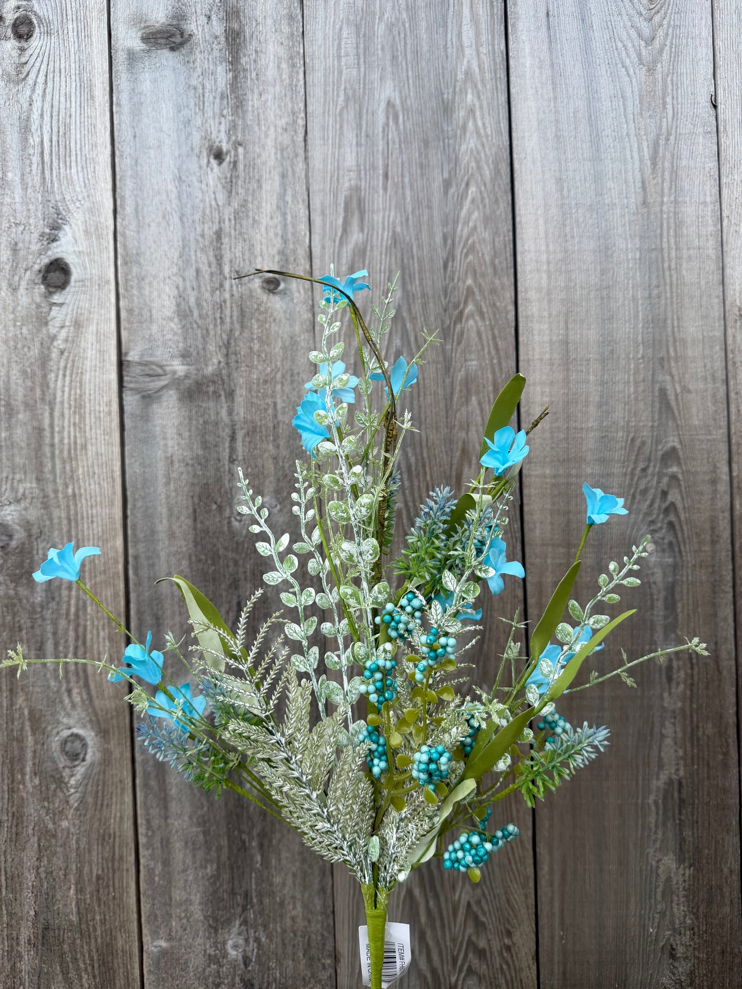 Fabric Flower/Eva Leaf/Beads Spray AQUA (60919)  FH807147