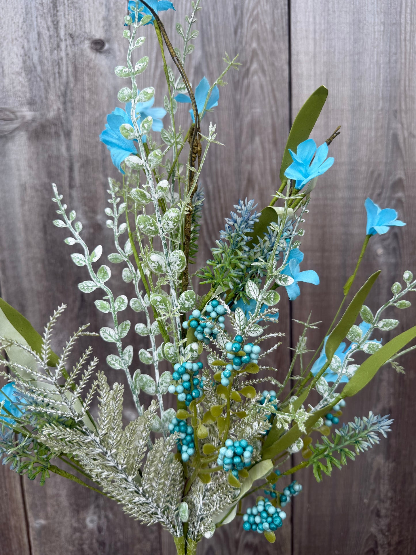 Fabric Flower/Eva Leaf/Beads Spray AQUA (60919)  FH807147