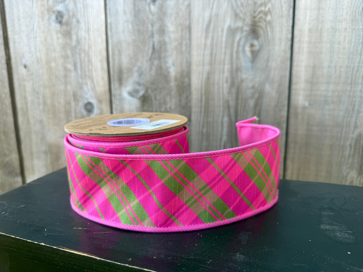 2 1/2" Wired Dupioni Ribbon Plaid Pink| 10 Yard Roll