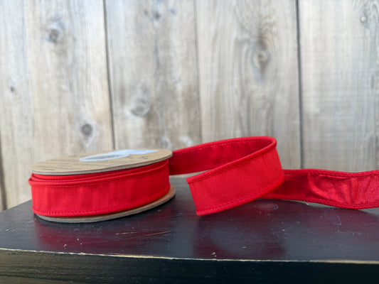 1" Wired Dupioni Ribbon | Red w/ Metallic Fused Backing | 10 Yard Roll   9122W-250-25E