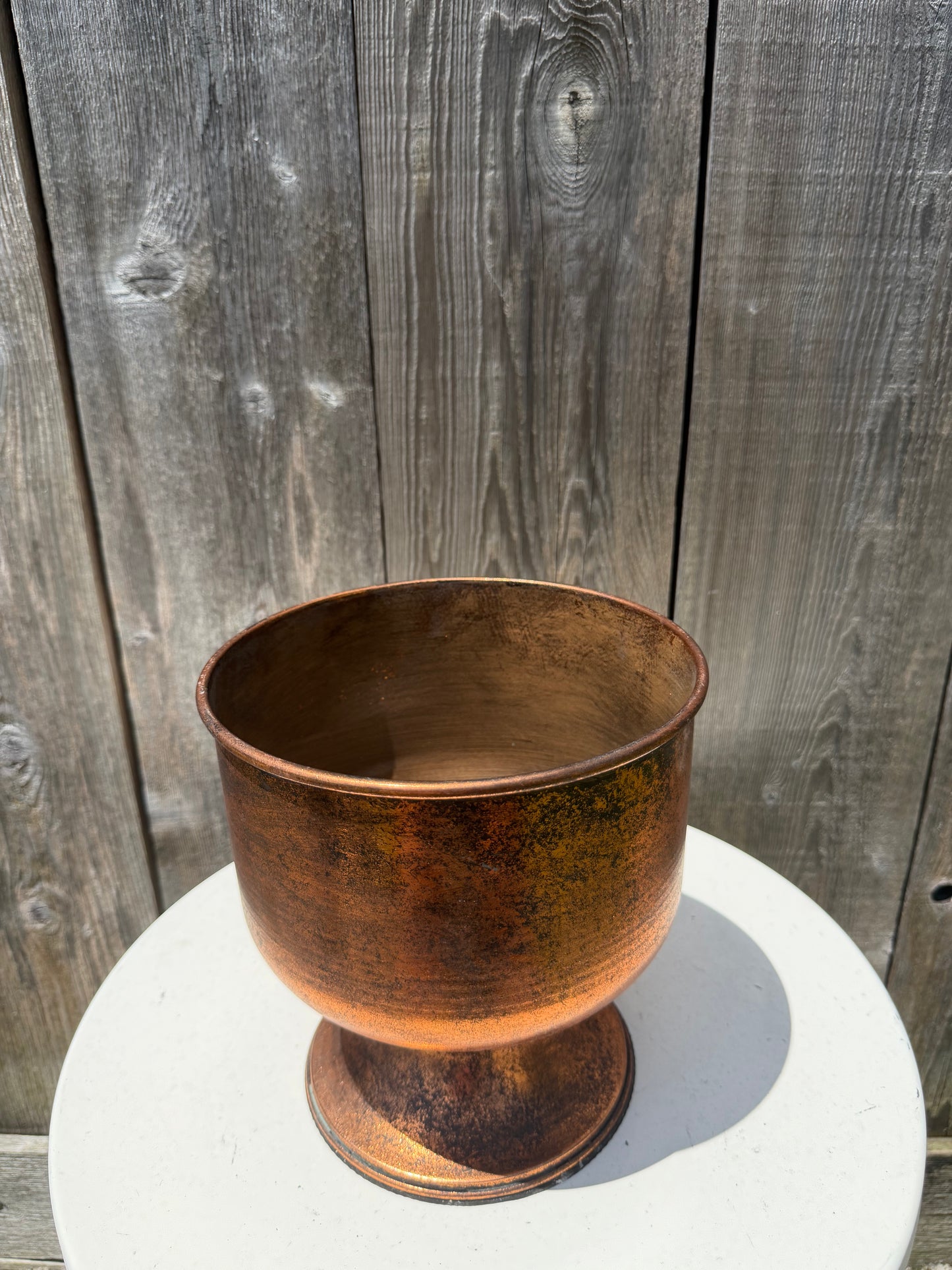 METAL PLANTER WITH BASE LG COPPER   8432CP