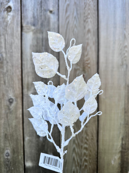 Glitter Leaf Pick  WHITE   XP55874-003