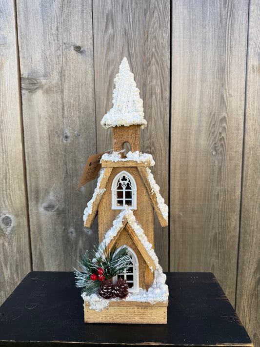 WOOD SNOWY CHURCH SMALL   OSW256172
