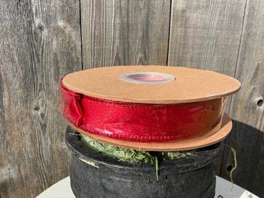 Shimmer Satin Ribbon | Red with Red Backing    2300W-250- 25E