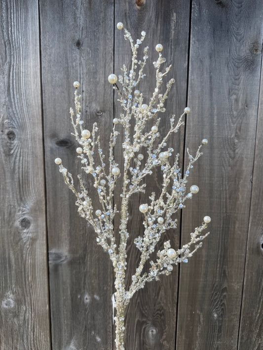 ICED TWIG PEARL SPRAY  40097-SILVER