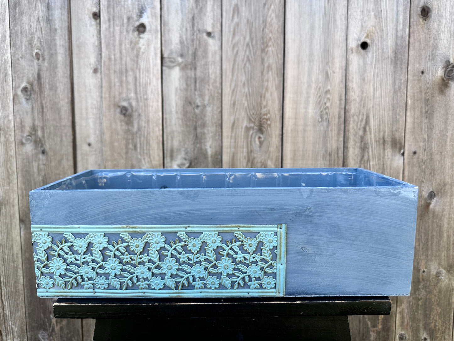 Blue Floral Rectangle Planter  13865