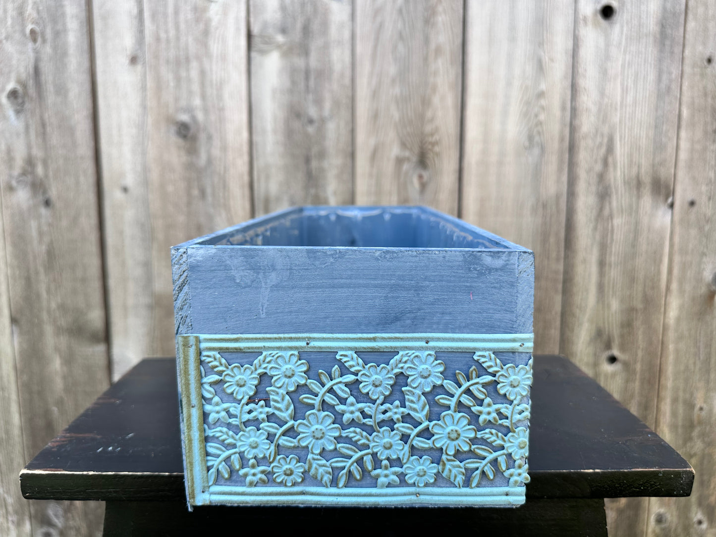Blue Floral Rectangle Planter  13865