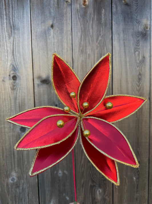 Metallic Poinsettia Stem   86636RD