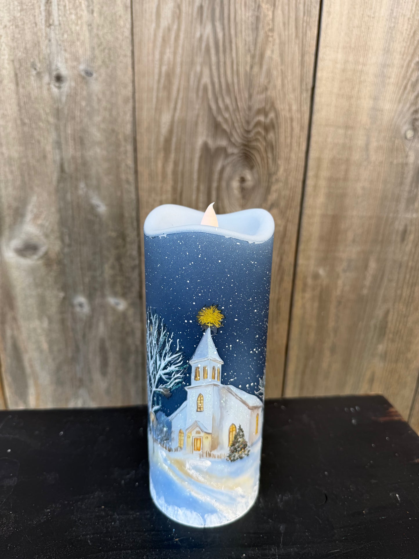 8" LED Winter Church Candle   MTC10186-L