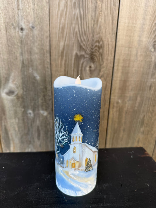 8" LED Winter Church Candle   MTC10186-L