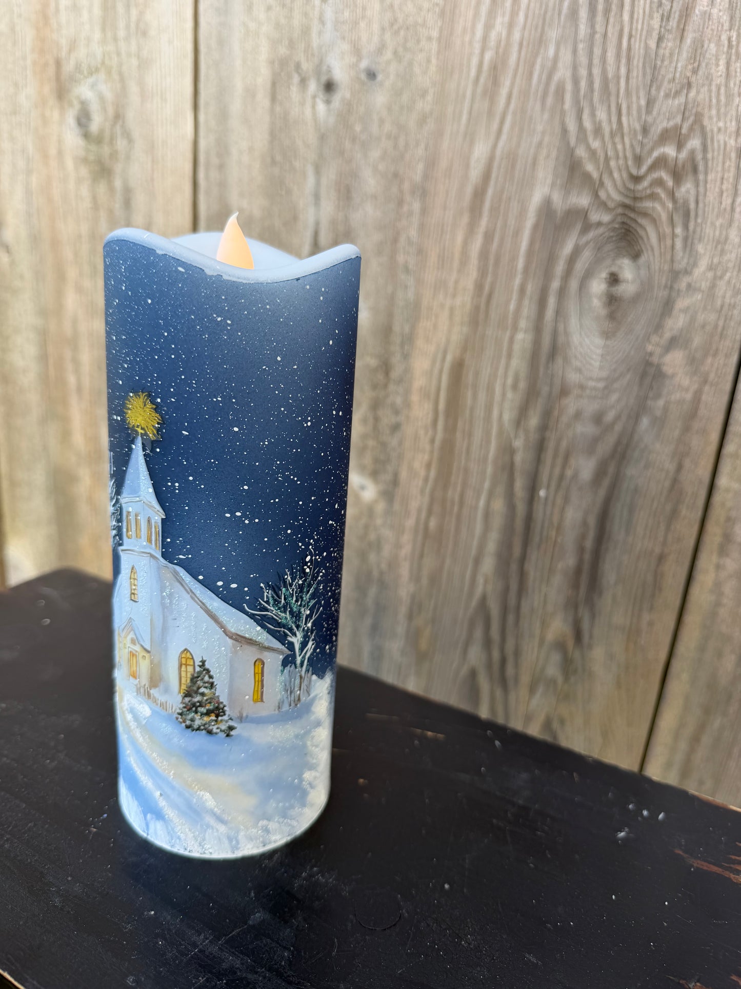 8" LED Winter Church Candle   MTC10186-L