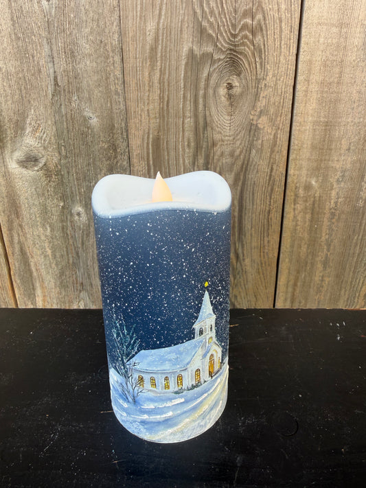 6" LED Winter Church Candle   MTC10186-S