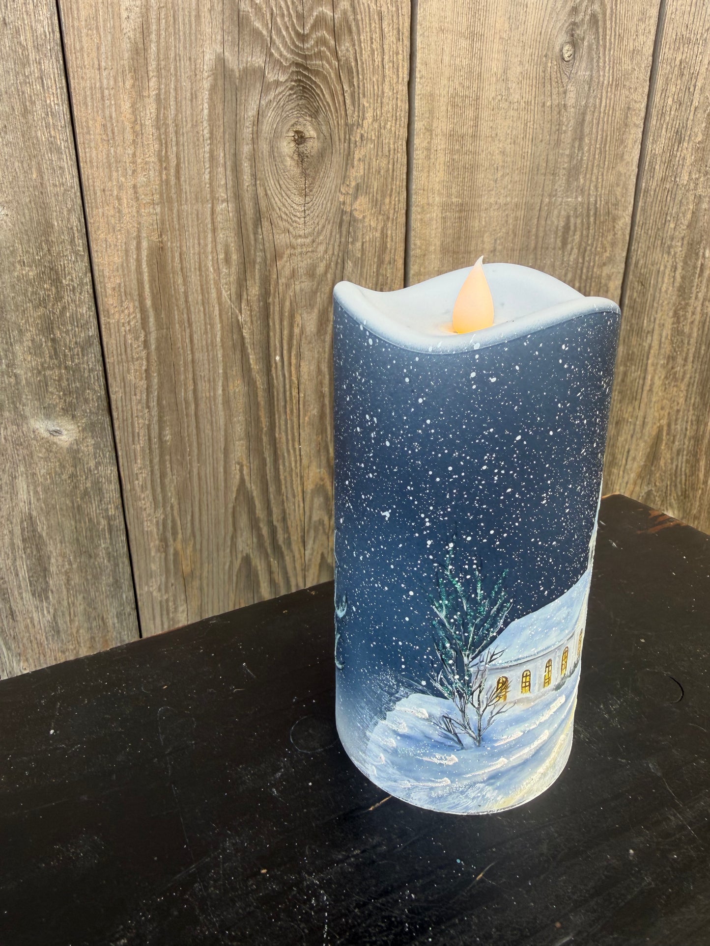 6" LED Winter Church Candle   MTC10186-S