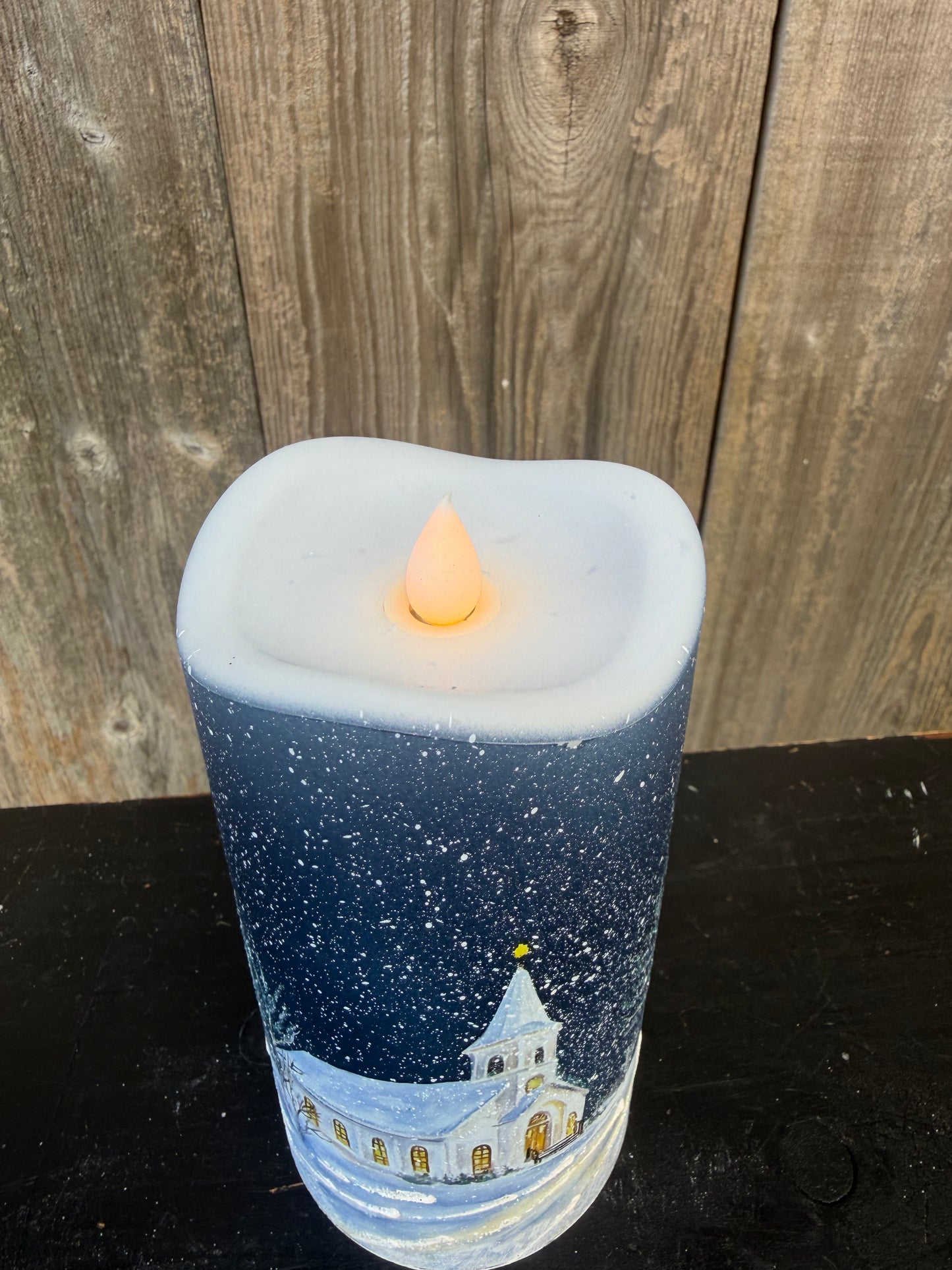 6" LED Winter Church Candle   MTC10186-S