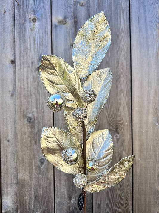 ICY ICE METALLIC MAGNOLIA LEAF BALL SPRAY- CHAMPAGNE    DC22598CH