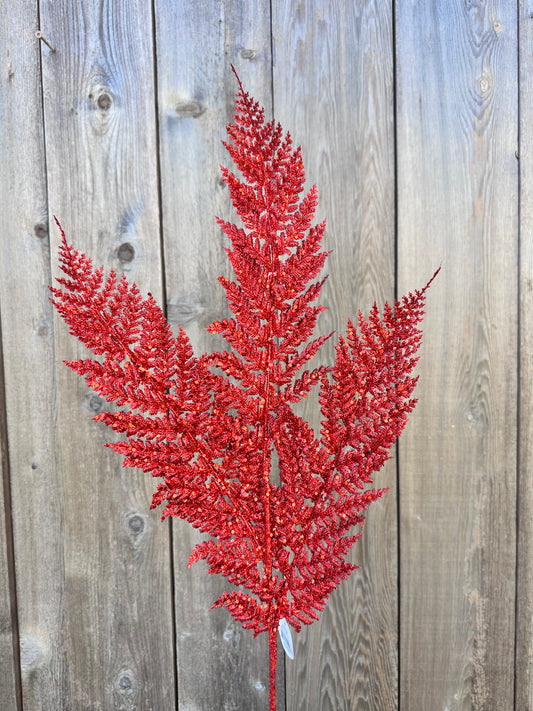 SHIMMERY GLITTER FERN SPRAY   DCSP5089RD